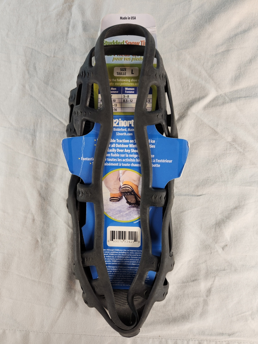 New Lite Studded Ice Cleats Traction for Shoes/Boots Size L